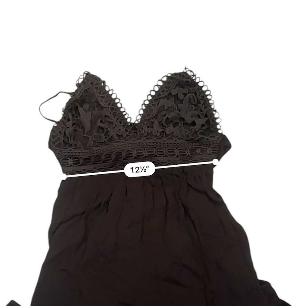 Revamped Black Cutout Maxi Dress Crochet Lace Adjustable Straps 100% Rayon M - Picture 8 of 11